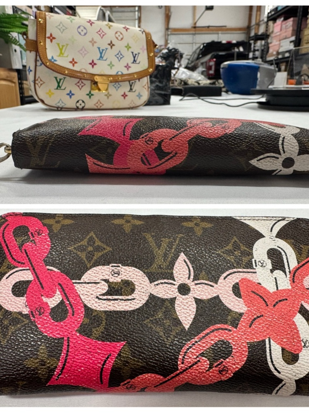 Louis Vuitton Brown Monogram Flower-chain Print Zip Wallet - Picture 3 of 10